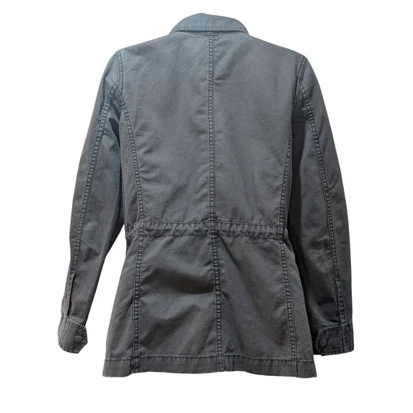 Madewell Utility Fleet Jacket Grey Cotton Drawstring Waist Zip Front Women's XS - Picture 5 of 8